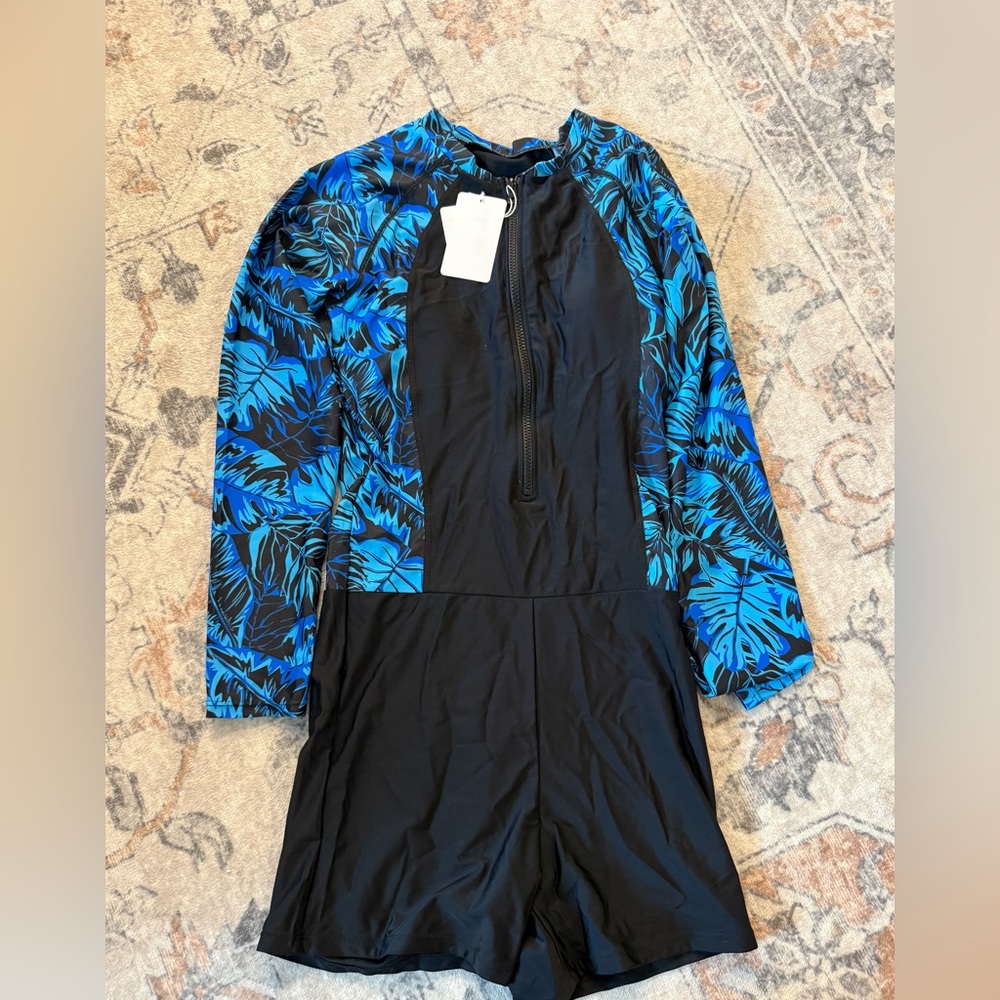 Black and Blue Women's Swim One Piece
